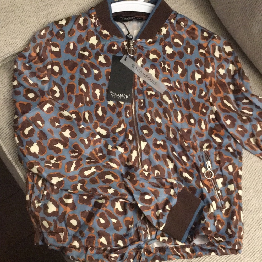 Set of Satin Bomber and Skirt - blue leopard print - Picture 8 of 8